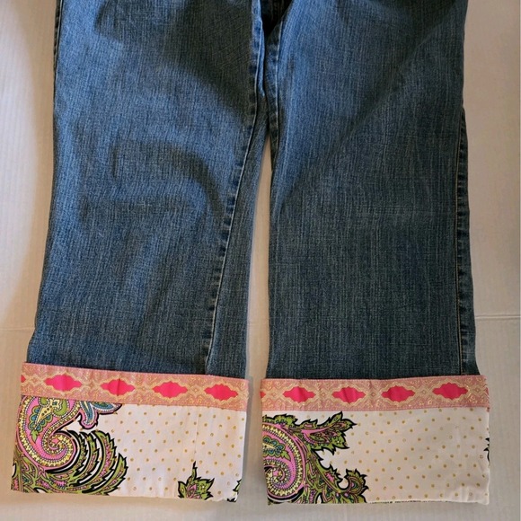 VTG JL NY Women Crop Jeans Embellish Cuff Unique Sz 10 Festival Boho Fairycore - Picture 2 of 9